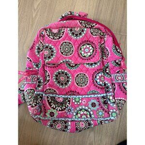 Vera Bradley Pink Floral Quilted Backpack With Multiple Pockets & Adjustable Str